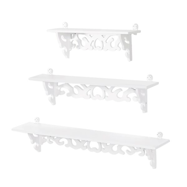 Set of 3 Shabby Floating Wall Shelves Bookshelf Display Wall Shelf Storage Rack - Image 9