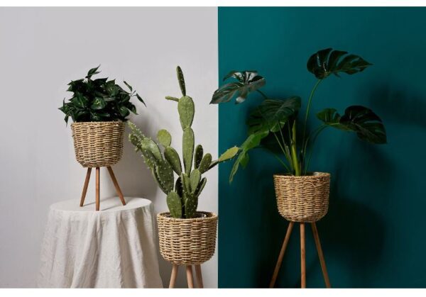 Floor - standing flowerpot straw furniture - Image 8