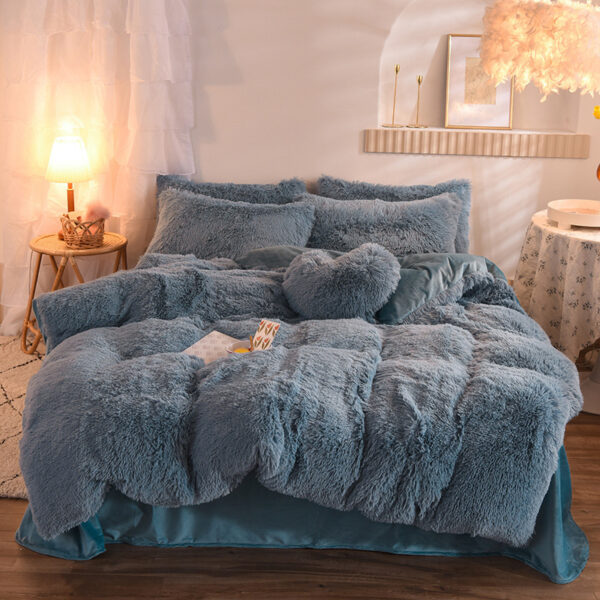 Luxury Thick Fleece Duvet Cover Queen King Winter Warm Bed Quilt Cover Pillowcase Fluffy Plush Shaggy Bedclothes Bedding Set Winter Body Keep Warm - Image 4