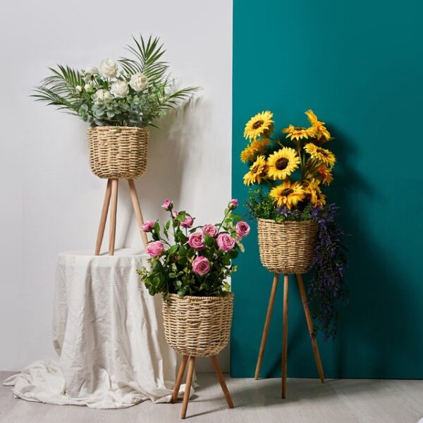 Floor - standing flowerpot straw furniture - Image 3