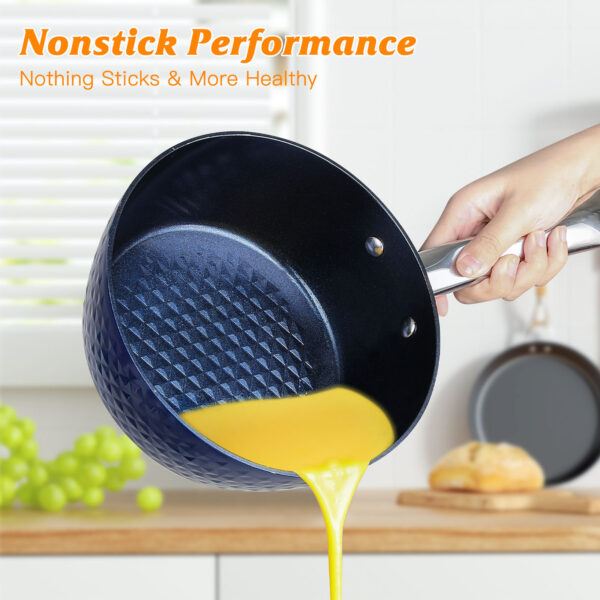 Frying Pan Sets Non Stick 3Pieces Blue 3D Diamond Cookware - Image 5