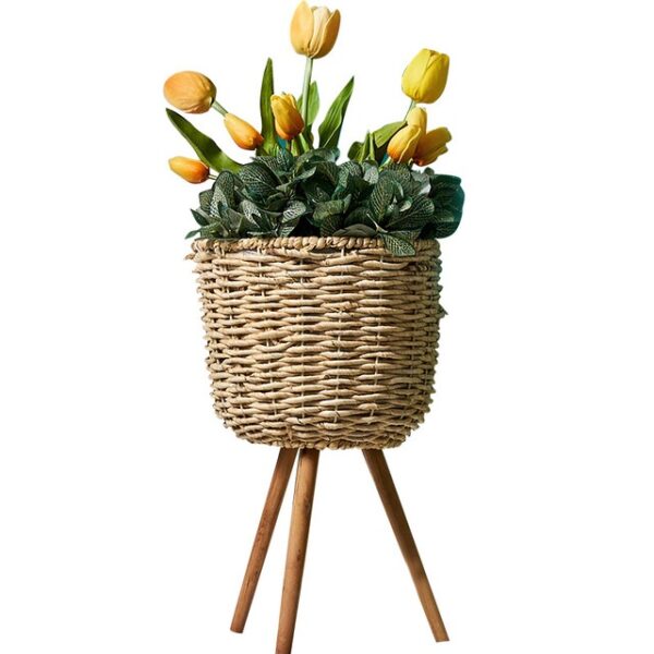 Floor - standing flowerpot straw furniture - Image 4