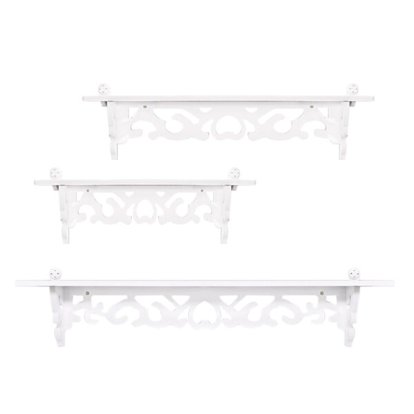 Set of 3 Shabby Floating Wall Shelves Bookshelf Display Wall Shelf Storage Rack - Image 3