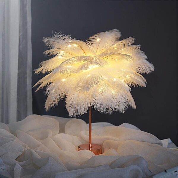 Feather Lamp Nordic Desk Lamp European-Style Bedroom Bedside Feather Table Lamp Night Light Table Lamp Decoration Modern - Image 10