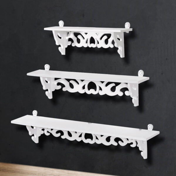 Set of 3 Shabby Floating Wall Shelves Bookshelf Display Wall Shelf Storage Rack - Image 2