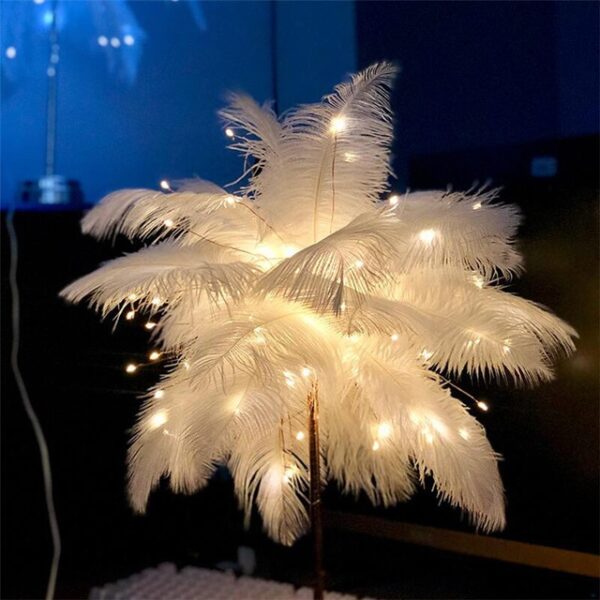 Feather Lamp Nordic Desk Lamp European-Style Bedroom Bedside Feather Table Lamp Night Light Table Lamp Decoration Modern - Image 5