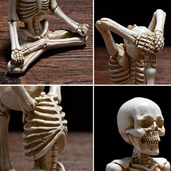 Halloween Horror Desktop Decoration Resin Ornaments Feature Modeling Yoga Skull Skeleton - Image 7