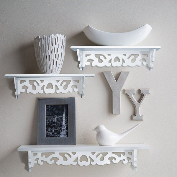 Set of 3 Shabby Floating Wall Shelves Bookshelf Display Wall Shelf Storage Rack - Image 6