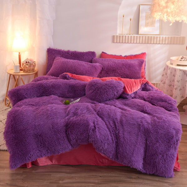 Luxury Thick Fleece Duvet Cover Queen King Winter Warm Bed Quilt Cover Pillowcase Fluffy Plush Shaggy Bedclothes Bedding Set Winter Body Keep Warm - Image 2