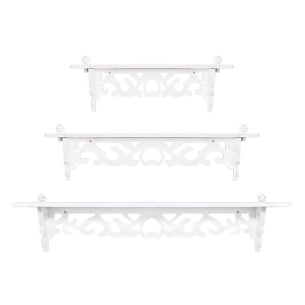 Set of 3 Shabby Floating Wall Shelves Bookshelf Display Wall Shelf Storage Rack - Image 7